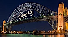 [Sydney Harbour bridge with Eternity displayed]
